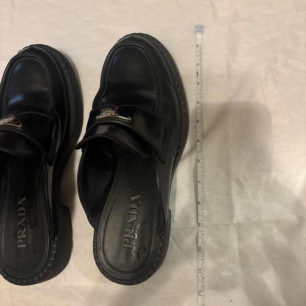 Prada Black Leather Slip-On Loafers - Picture 7 of 8